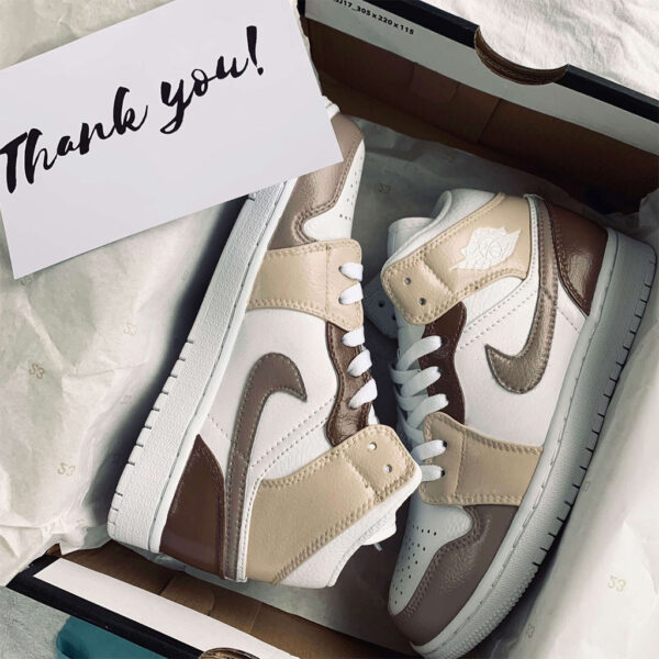 Custom Jordan 1 Brown Beige Sneakers