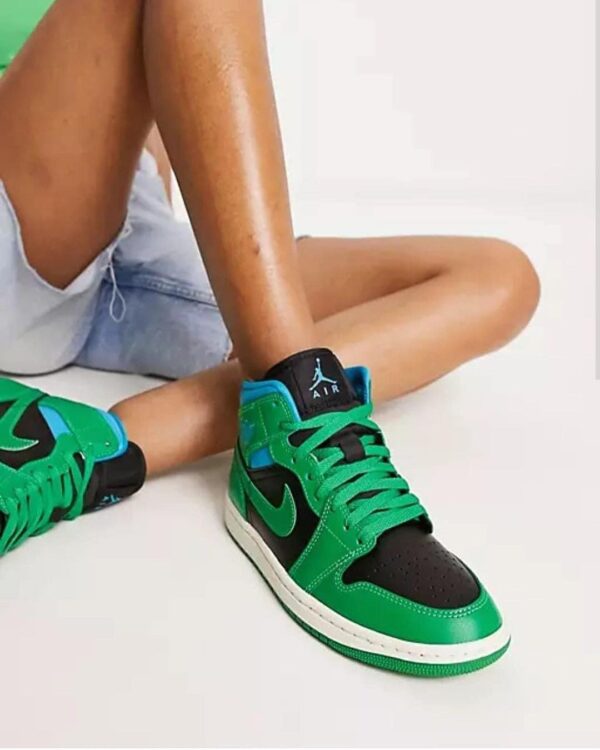 Air Jordan 1 Mid “Black Lucky Green Aquatone”