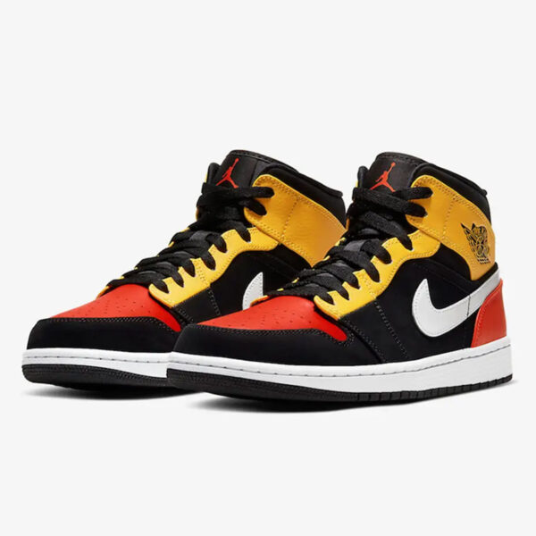 Air Jordan 1 Mid Black Amarillo Orange