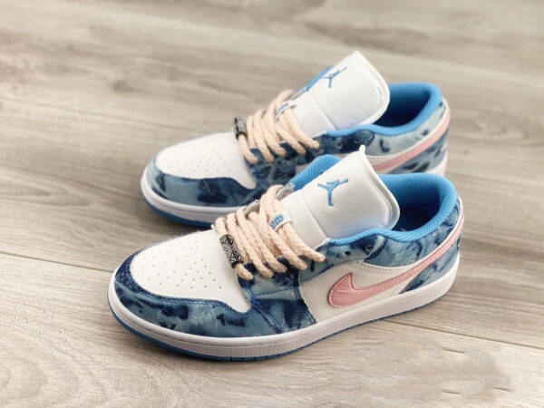 Air Jordan 1 Low Washed Denim/White-Pink