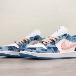 Air Jordan 1 Low Washed Denim/White-Pink