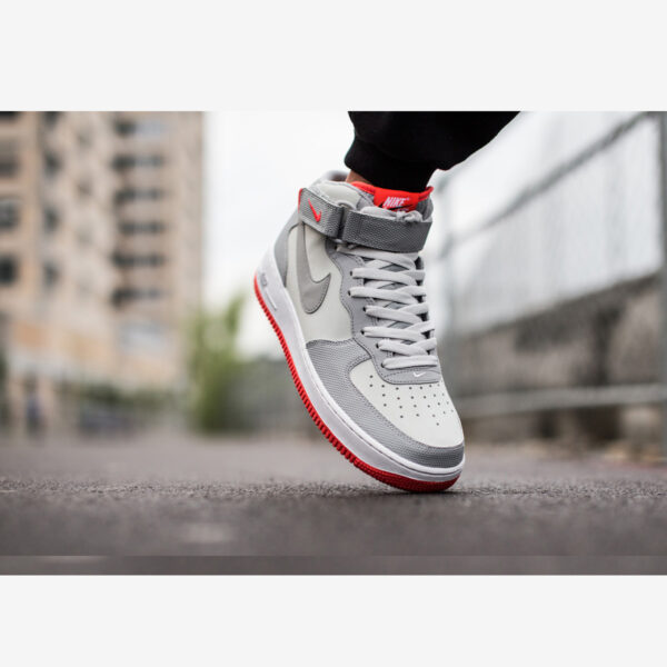 Nike Air Force 1 Mid 07 “Grey/Bright Crimson”