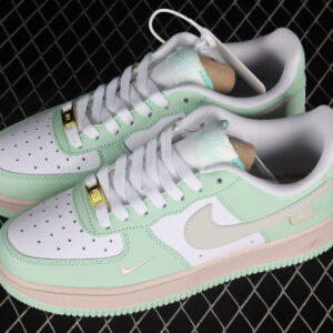 Air Force 1 07 Apple Green White Pink Metallic Gold