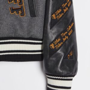 Off-White Leather Varsity Jacket ‘Medium Grey/Multicolor’