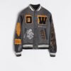 Off-White Leather Varsity Jacket ‘Medium Grey/Multicolor’