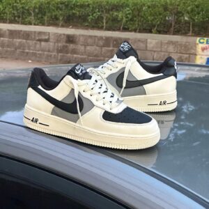 Nike Air Force 1 Low Cream Black Swoosh