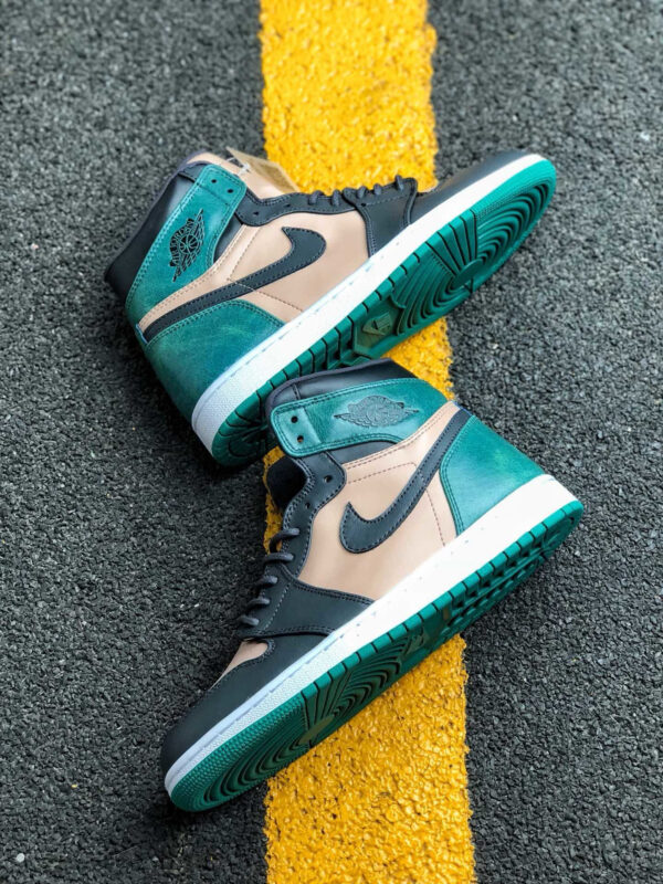 Air Jordan 1 High Premium Bio Beige Black-Mystic Green