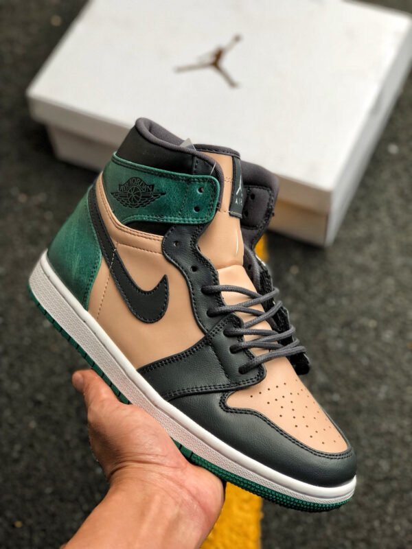 Air Jordan 1 High Premium Bio Beige Black-Mystic Green