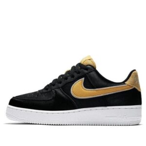 Air Force 1 Low Satin Black Wheat Gold